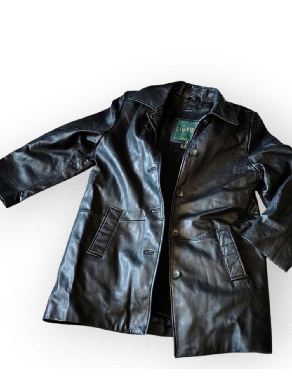 Danier Canada Women's Vintage 1990's Genuine Leather Trench Coat.